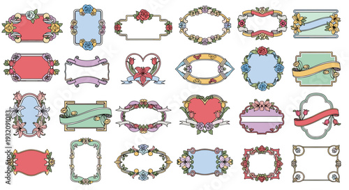 Collection of vintage ornate decorative frames and borders design