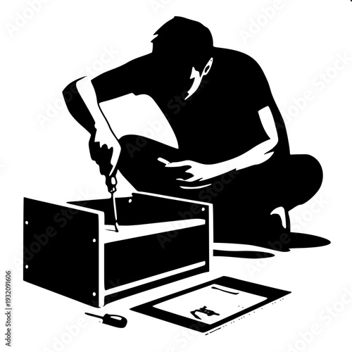 Assembling Furniture DIY Home Project Silhouette