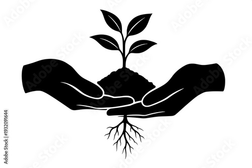 Growth and Hope Planting Young Tree Silhouette