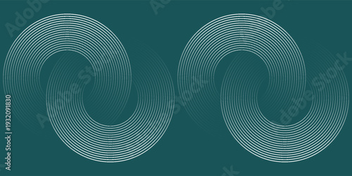 Abstract green glowing geometric lines on gray background. Modern shiny blue circle lines pattern. Futuristic technology concept. Suit for cover, poster, banner, brochure, header, website vector