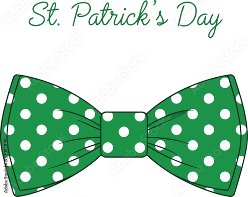 Green Polka Dot Bow Tie Illustration for St. Patrick's Day Celebration and Festive Decor