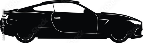 Black silhouette of a modern sedan car