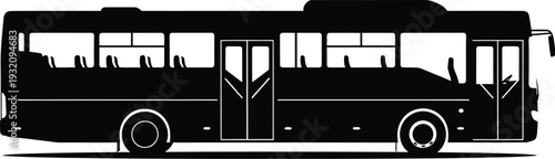Black silhouette of a modern city bus