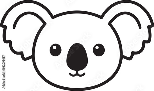 A charming outline illustration of a koala, the cute Australian marsupial. 