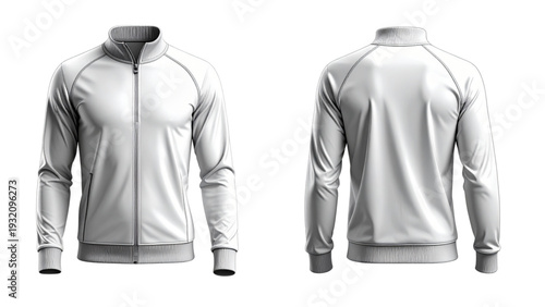 Front and back half zip sweatshirt technical fashion illustration with ribbed cuffs hem, long sleeves and collar mockup