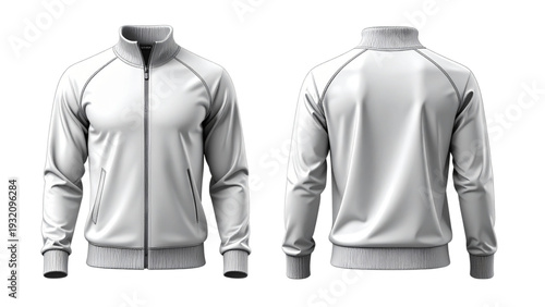 Front and back half zip sweatshirt technical fashion illustration with ribbed cuffs hem, long sleeves and collar mockup