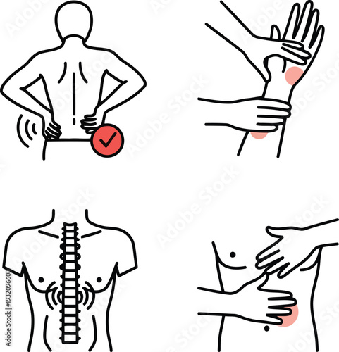 Vector Illustration of Body Pain Points and Sore Areas for Medical and Healthcare Concepts