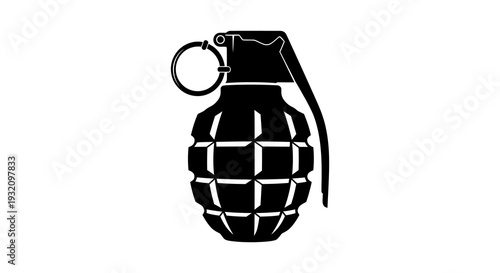 Black silhouette of a classic hand grenade against a plain white background