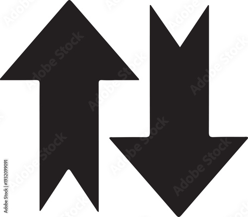 Up and down arrows pointing in opposite directions on transparent background