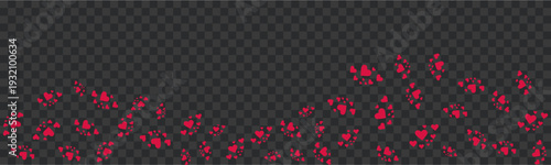 Red heart shaped footprints on transparent background for love and Valentines Day concepts  romantic and playful design elements Vector