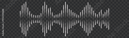 Sound wave pattern with vertical lines on transparent background for audio music visual effects and digital design elements Vector