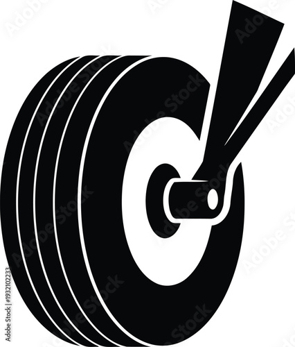 Black Silhouette of a Jet Airplane Wheel and Strut vector illustration