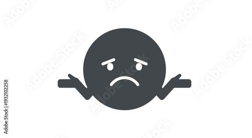 Angry emoticon with shrugging gesture, frustration and disappointment.