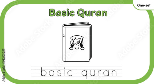 Cute Cartoon Quran Book Icon for Basic Islamic Education and Learning