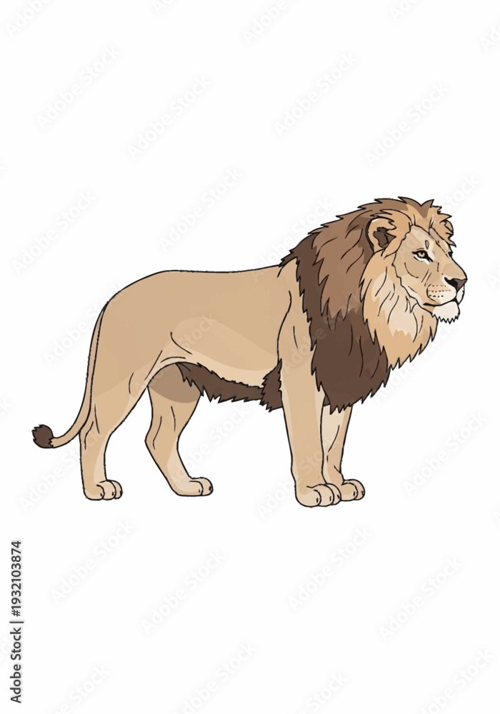 Obraz premium Illustration of a majestic lion with a thick mane.