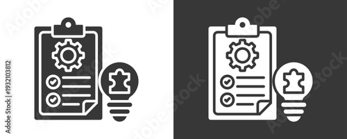Solution Management Icon Set Vector Collection Isolated In Black And White
