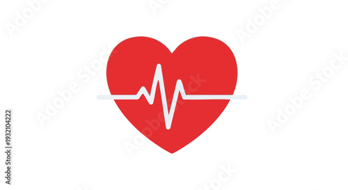 Medical heart symbol with pulse line. Vector icon for cardiology, health, and wellness.