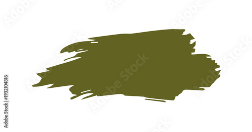 Olive Green Paint Brush Stroke Isolated on White Background – Abstract Grunge Banner Texture