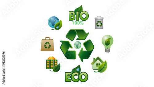 Set of Ecology and Renewable Energy Icons for Bio Sustainability