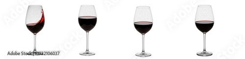 Fotografie Red wine glass set, elegant crystal stemware collection with swirling and still
