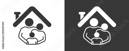Family Account Icon Set Vector Collection Isolated In Black And White