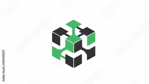 Black and green puzzle pieces connected.