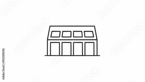Simple line drawing of a building.