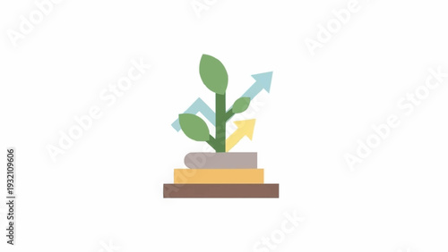 Growing Plant with Rising Financial Charts.