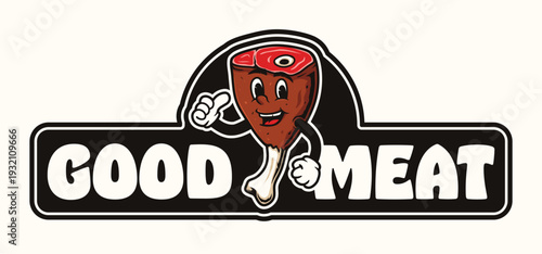 Good Meat Retro Mascot Design in Classic Comic Style