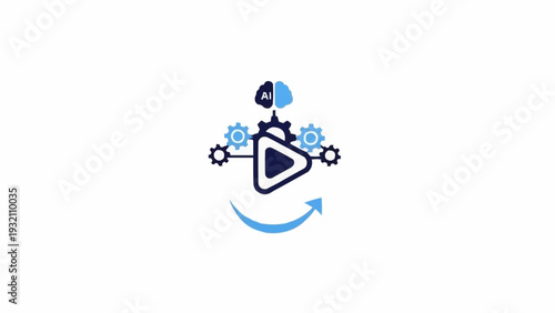 Robot Playing Video with Gears and Arrow.