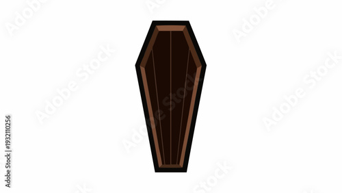 Dark brown wooden coffin box.