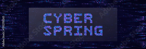 Retro Pixel Art Cyber Spring Header for Seasonal Technology Promotion and Digital Marketing