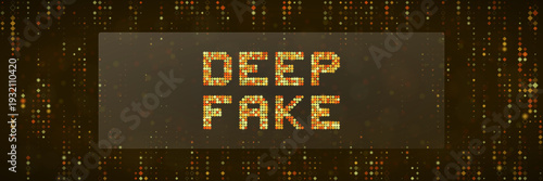 Digital deepfake text with golden pixels for cybersecurity and synthetic media fraud