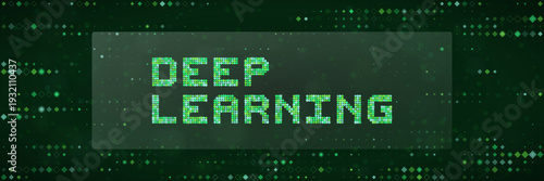Deep Learning Neural Network Concept with Green Digital Matrix Background