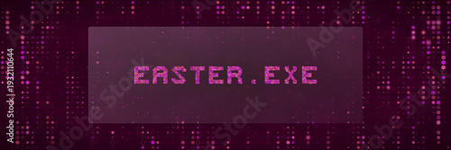 Retro pixelated glitch art background with EASTER.EXE text for software developers and hidden features