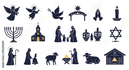 Elegant Array of Spiritual and Symbolic Winter Colored Silhouettes