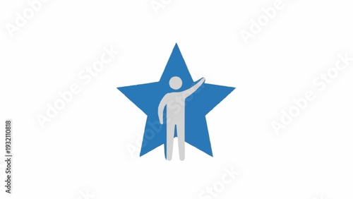 Star with human figure logo symbol.