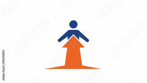 Person standing on an arrow pointing up.