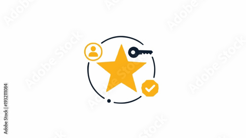 Yellow Star Icon with Checkmark and Profile.