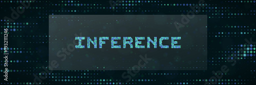 Artificial intelligence inference process visualization with digital data pixel background