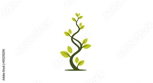 Flowing Vine Progress Marker Icon, Natural Earthy Greens and Yellows.