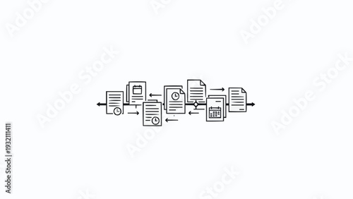 Simple Black and White Computer Network Diagram.