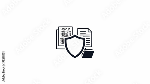 Foto Shield Icon with Documents and Folder.