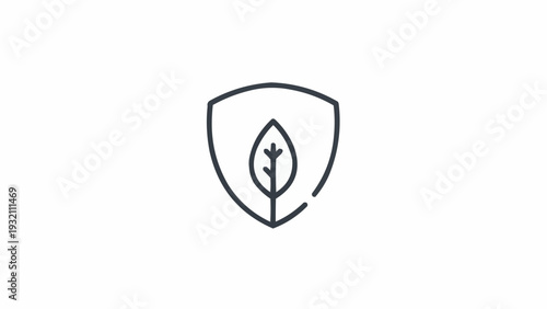 Shield with leaf logo symbol icon.