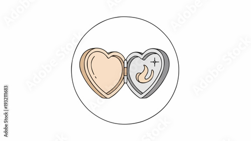 Hearts with symbols inside them.