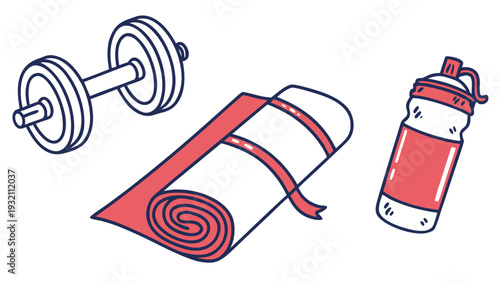 Gym and Fitness Equipment Vector Icons Set