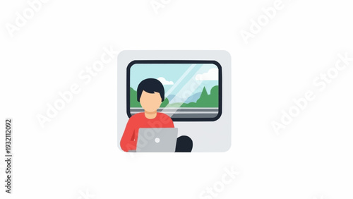 Man Working on Laptop Computer Remotely.