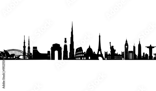 Panoramic world city skyline silhouette vector