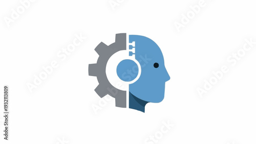 Blue human head with gear inside.