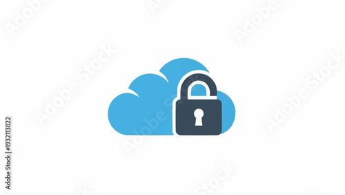 Cloud storage security padlock icon.
